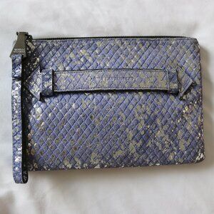 Aimee Kestenenberg Light Lavender Blue with Silver Leather Wristlet Clutch Bag